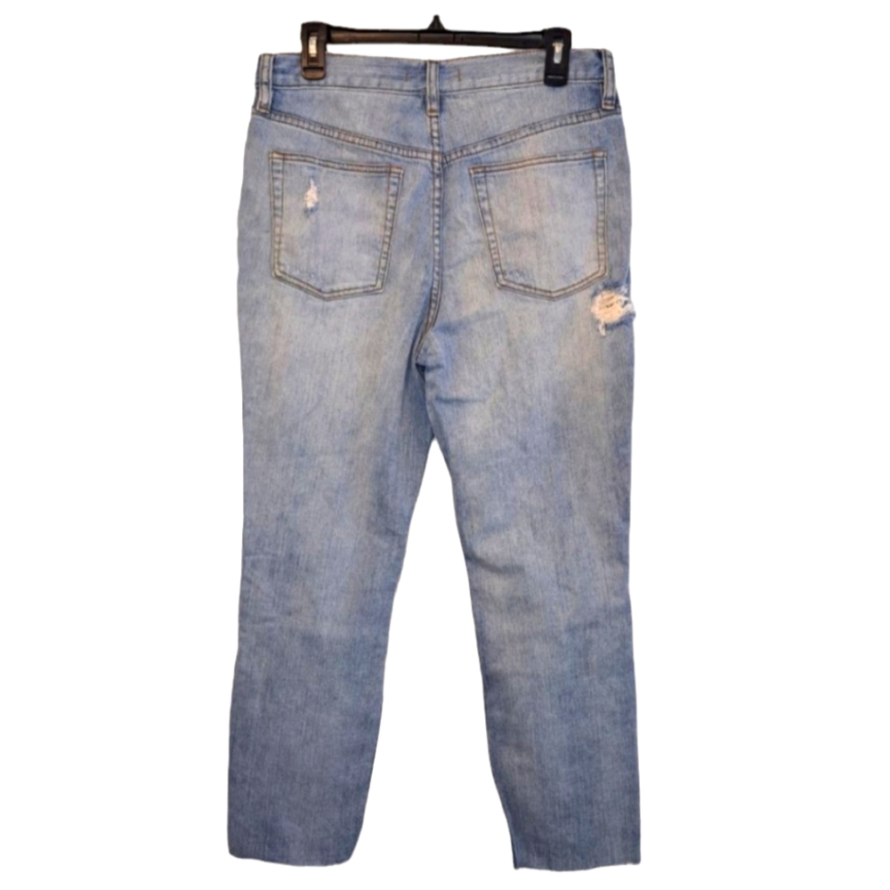 Free People Distressed Destroyed Light Wash Raw Hem Jeans Size 30 - Picture 3 of 9